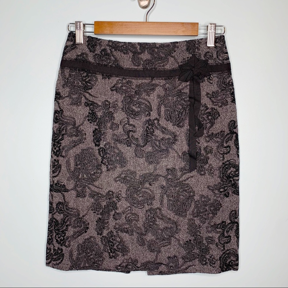 Ann Taylor Gray Wool Blend Textured Pencil Skirt